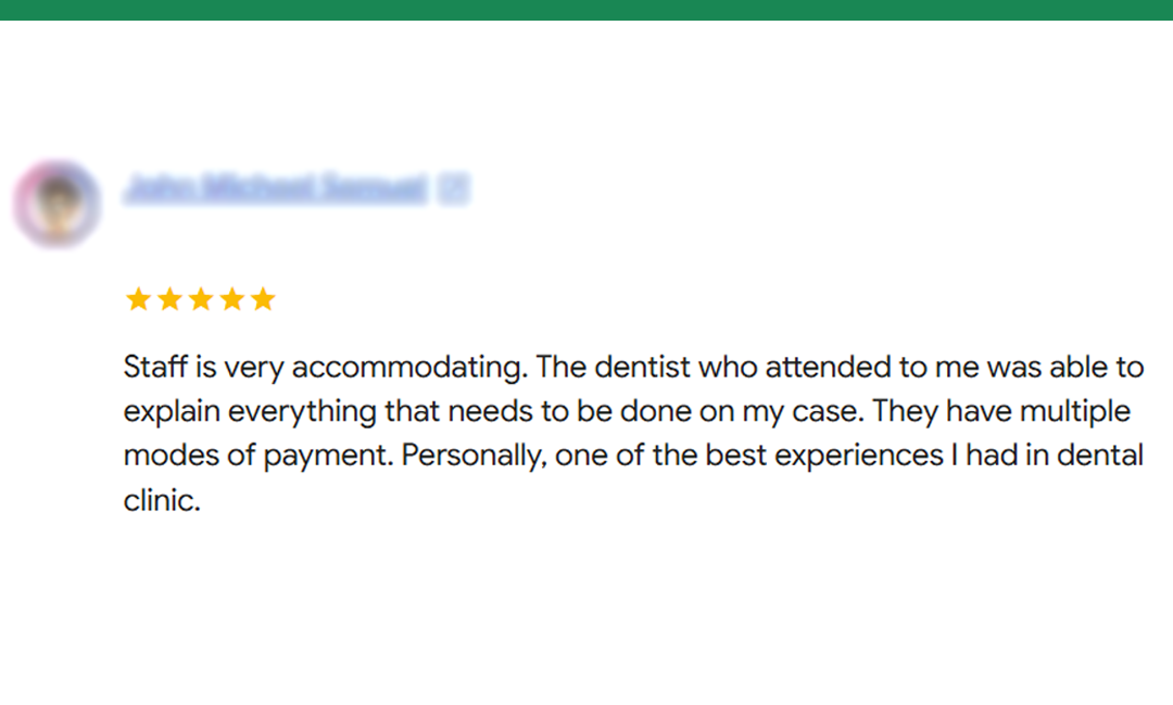 Sample patient review screenshot 1