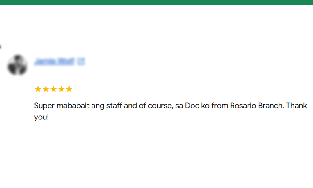 Sample patient review screenshot 2